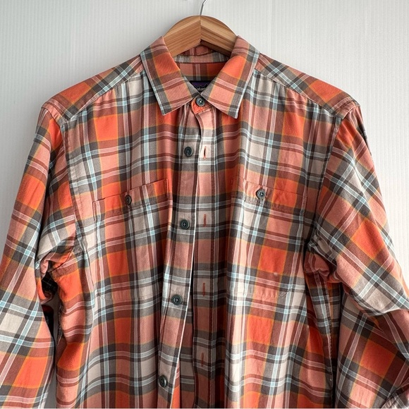 Patagonia Button Down Orange plaid Men's Shirt size small - Picture 2 of 6
